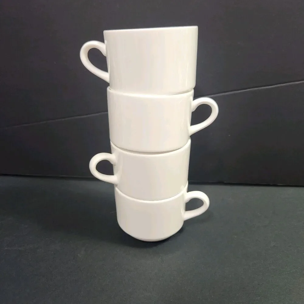 Set Of (4) Lenox White Coffee Tea Cups 8oz